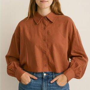 Hyfve Women's Rust Button-Up Oversized Shirt